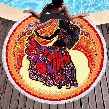 Serviette de plage ronde<br> danse africaine