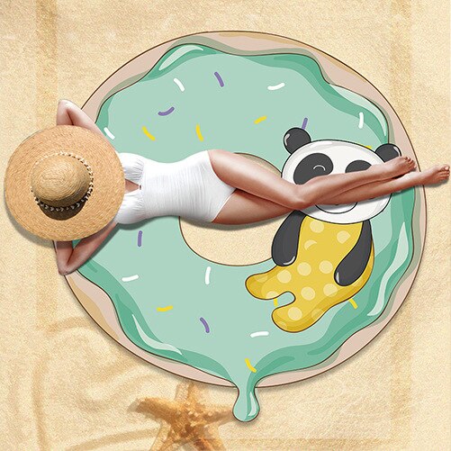 Serviette de plage ronde<br> donuts panda