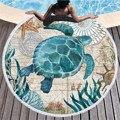 Serviette de Plage Tortue Ronde - Rétro