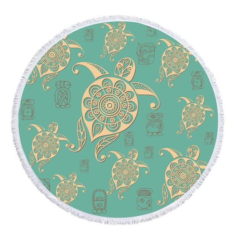 Serviette de Plage Tortue Ronde - Turquoise