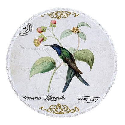 Serviette de plage ronde<br> oiseau sauvage