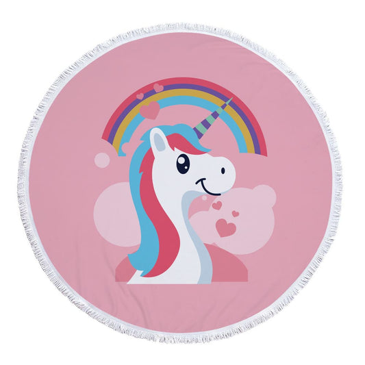 Serviette de plage ronde<br>licorne kawaii