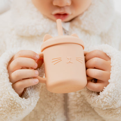 Tasse Paille en Silicone Chat | Bébé Filou