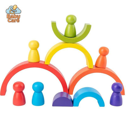 Blocs à Empiler Montessori Arc-en-Ciel | Baby Care