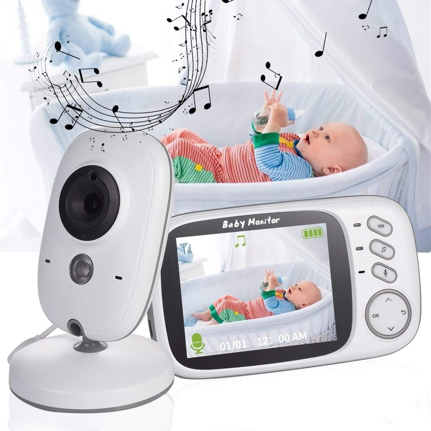 Babyphone : Moniteur bébé avec Ecran Portable à Vision Nocturne
