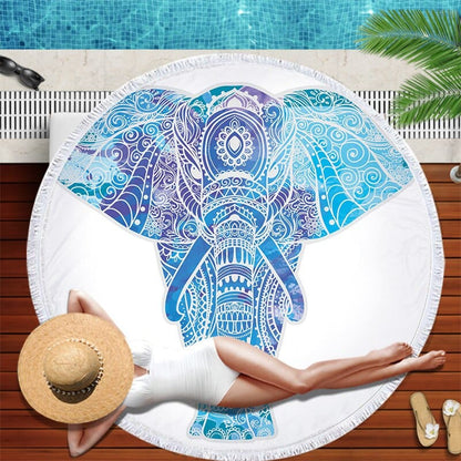 Serviette de plage ronde<br> éléphant cosmique