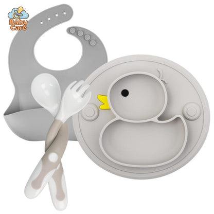 Coffret Repas Bébé en Silicone Canard | Baby Care