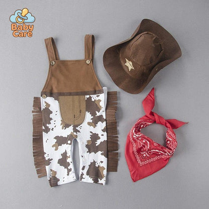 Déguisement cowboy bébé fille et garçon 3 pièces