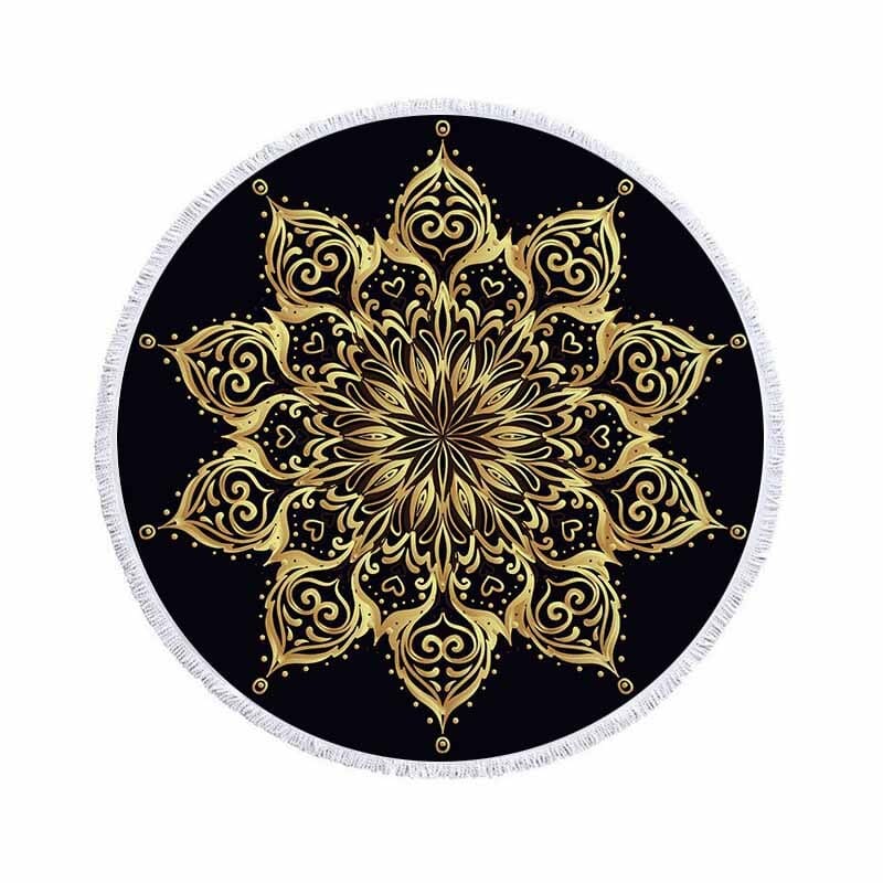 Serviette de plage ronde<br> mandala doré