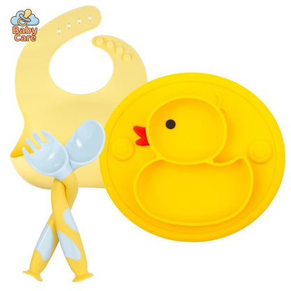 Coffret Repas Bébé en Silicone Canard | Baby Care