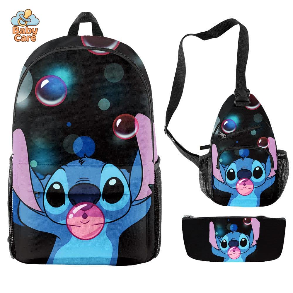 Cartable Stitch Ensemble 3 Pièces Sac et Trousse - packaging du produit