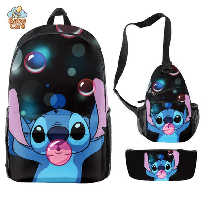 Cartable Stitch Ensemble 3 Pièces Sac et Trousse - packaging du produit