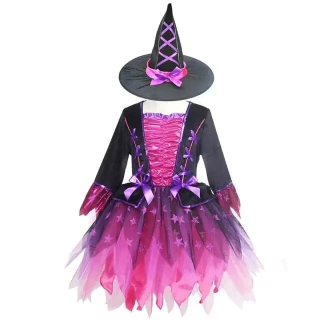 Costume de Sorcière Multicolore Enfant avec Chapeau