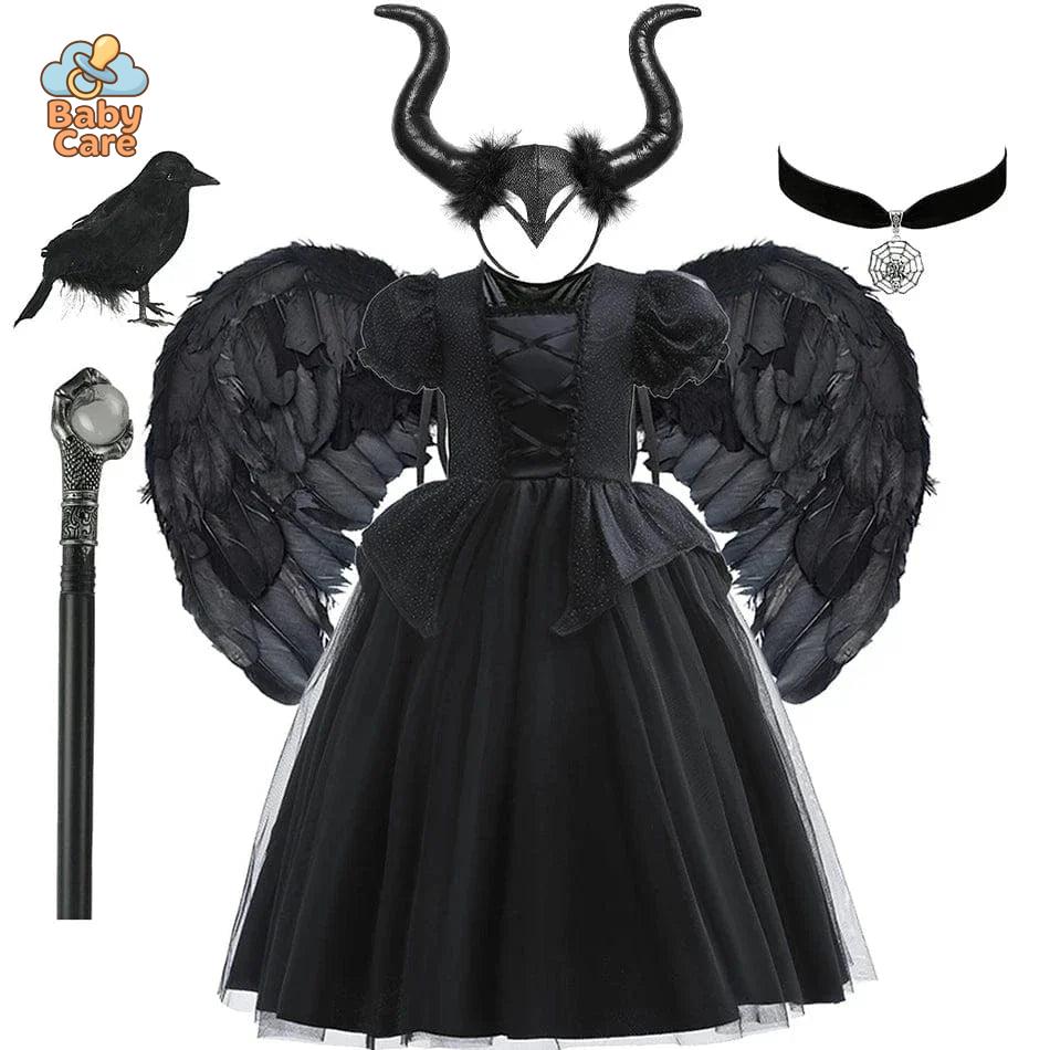 Déguisement de Sorcière Enfant Noir Dentelle Luxe