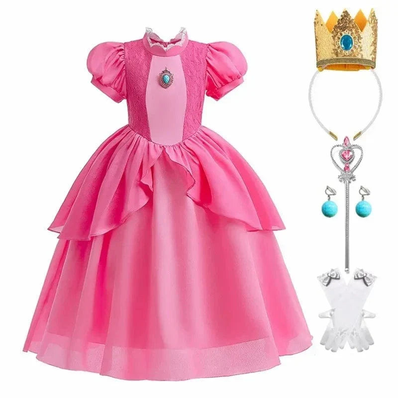 Déguisement Princesse Peach Rose Enfant Cosplay