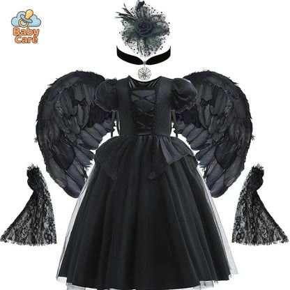 Déguisement de Sorcière Enfant Noir Dentelle Luxe