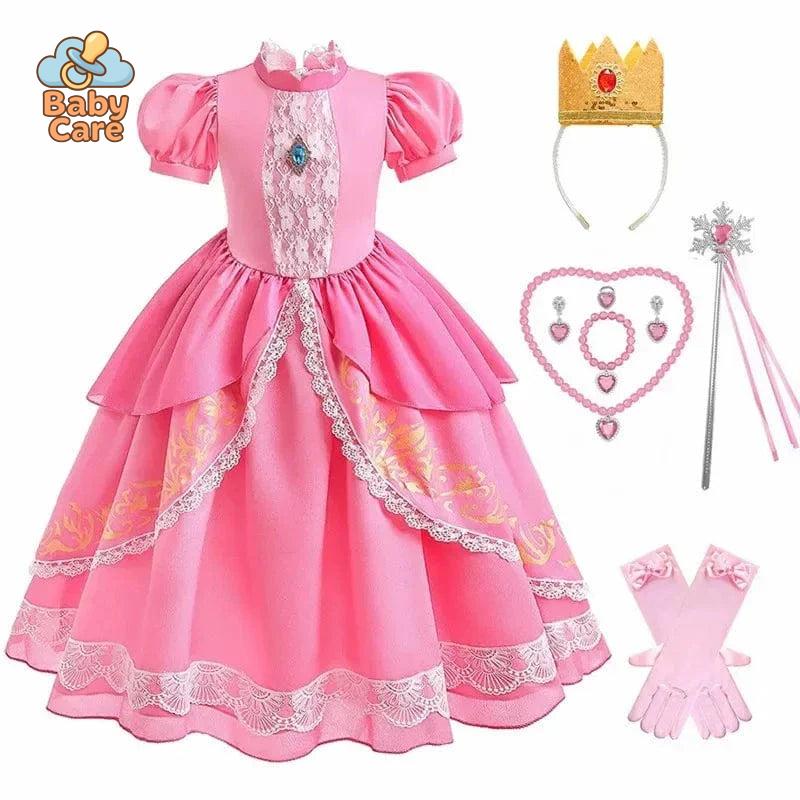 Déguisement Princesse Peach Rose Enfant Cosplay