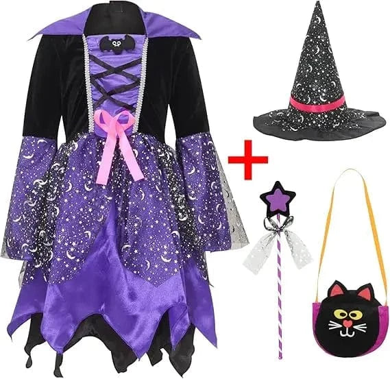 Costume de Sorcière Multicolore Enfant avec Chapeau