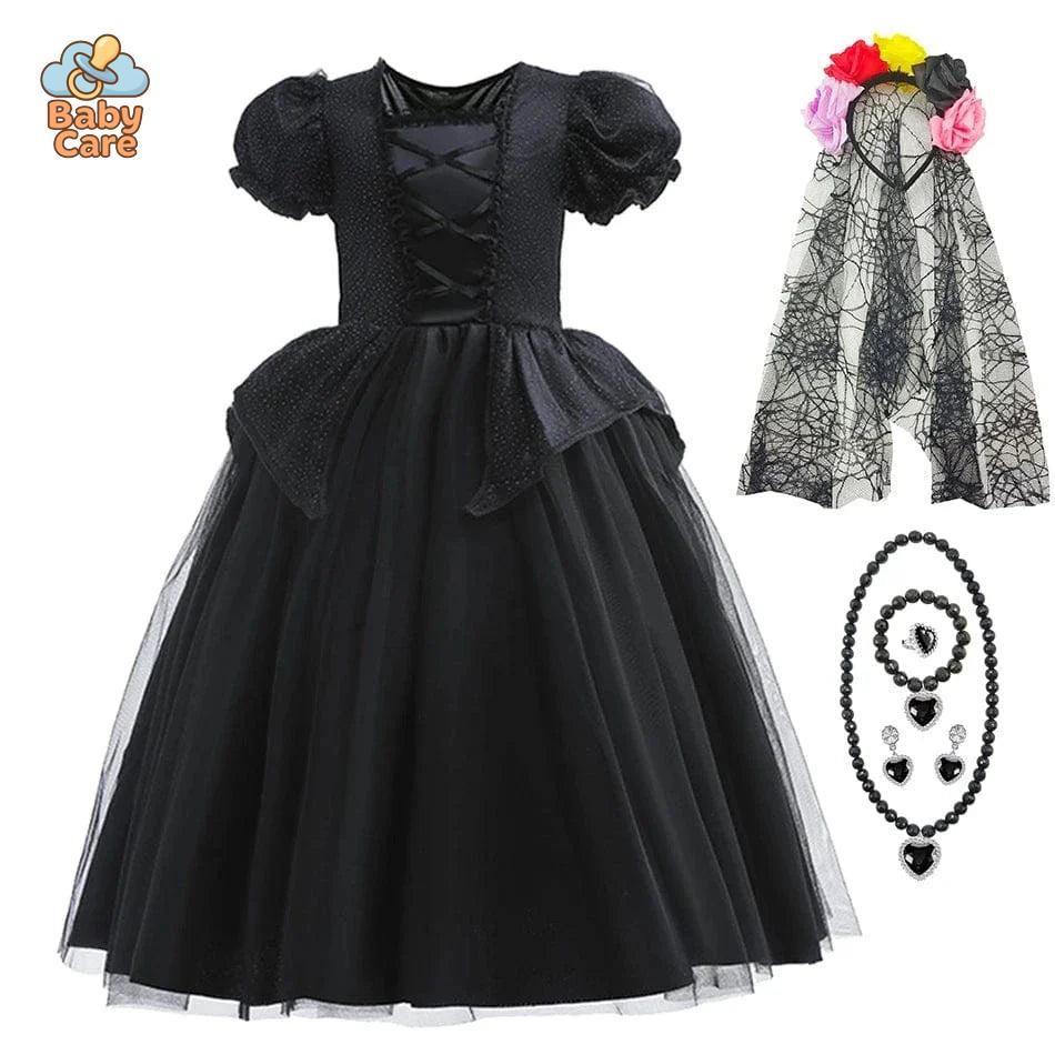 Déguisement de Sorcière Enfant Noir Dentelle Luxe