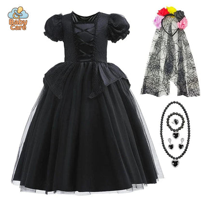 Déguisement de Sorcière Enfant Noir Dentelle Luxe
