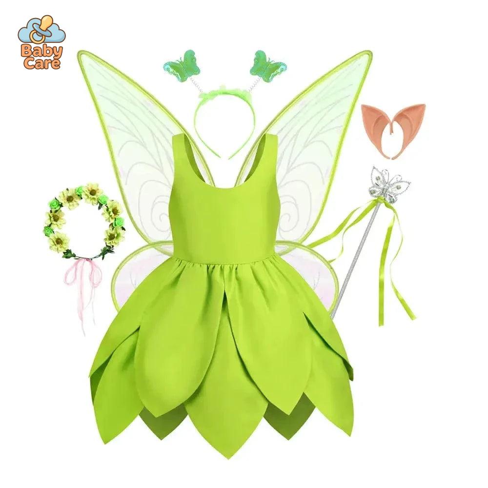 Déguisement fée Clochette Robe Verte Féérique Enfant