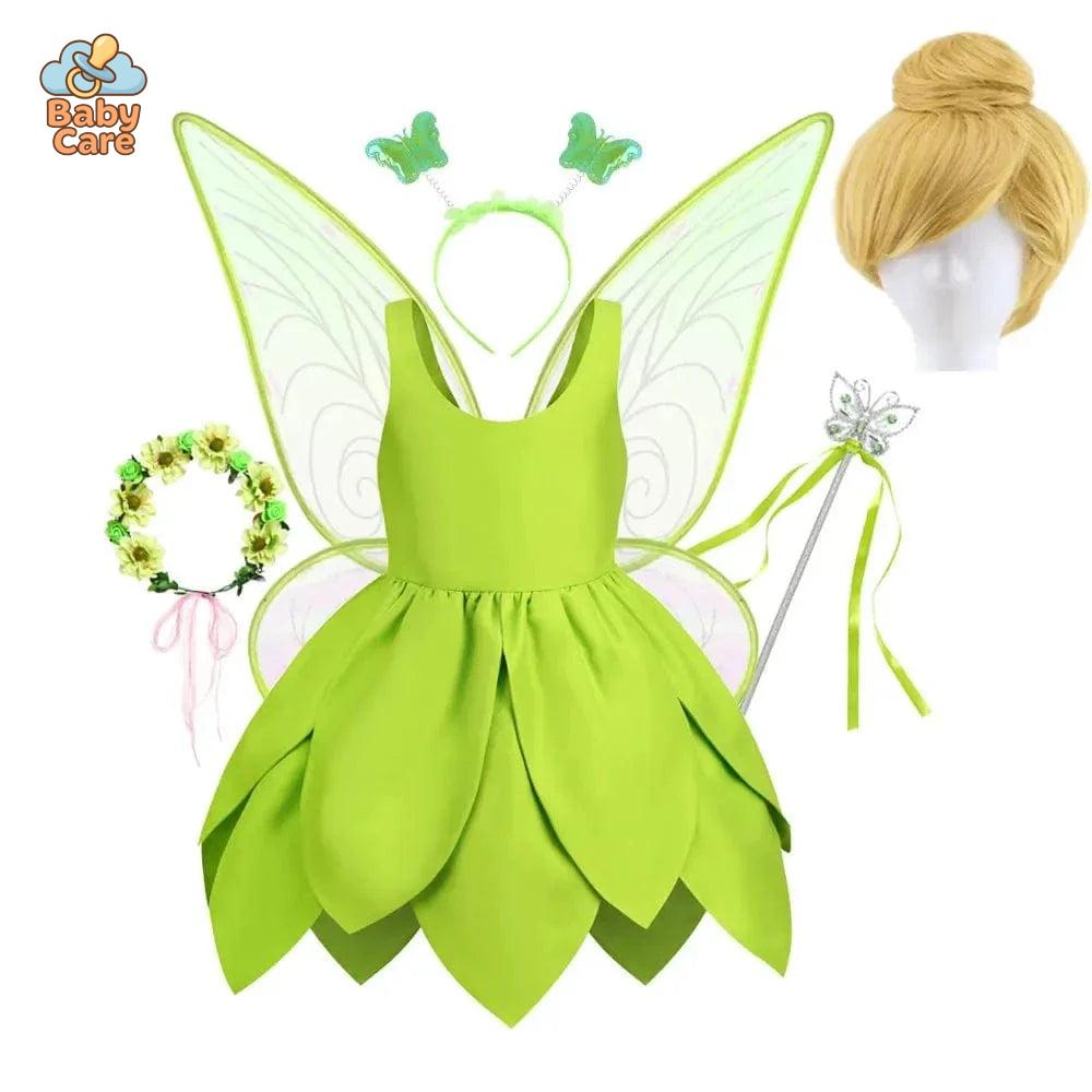 Déguisement fée Clochette Robe Verte Féérique Enfant