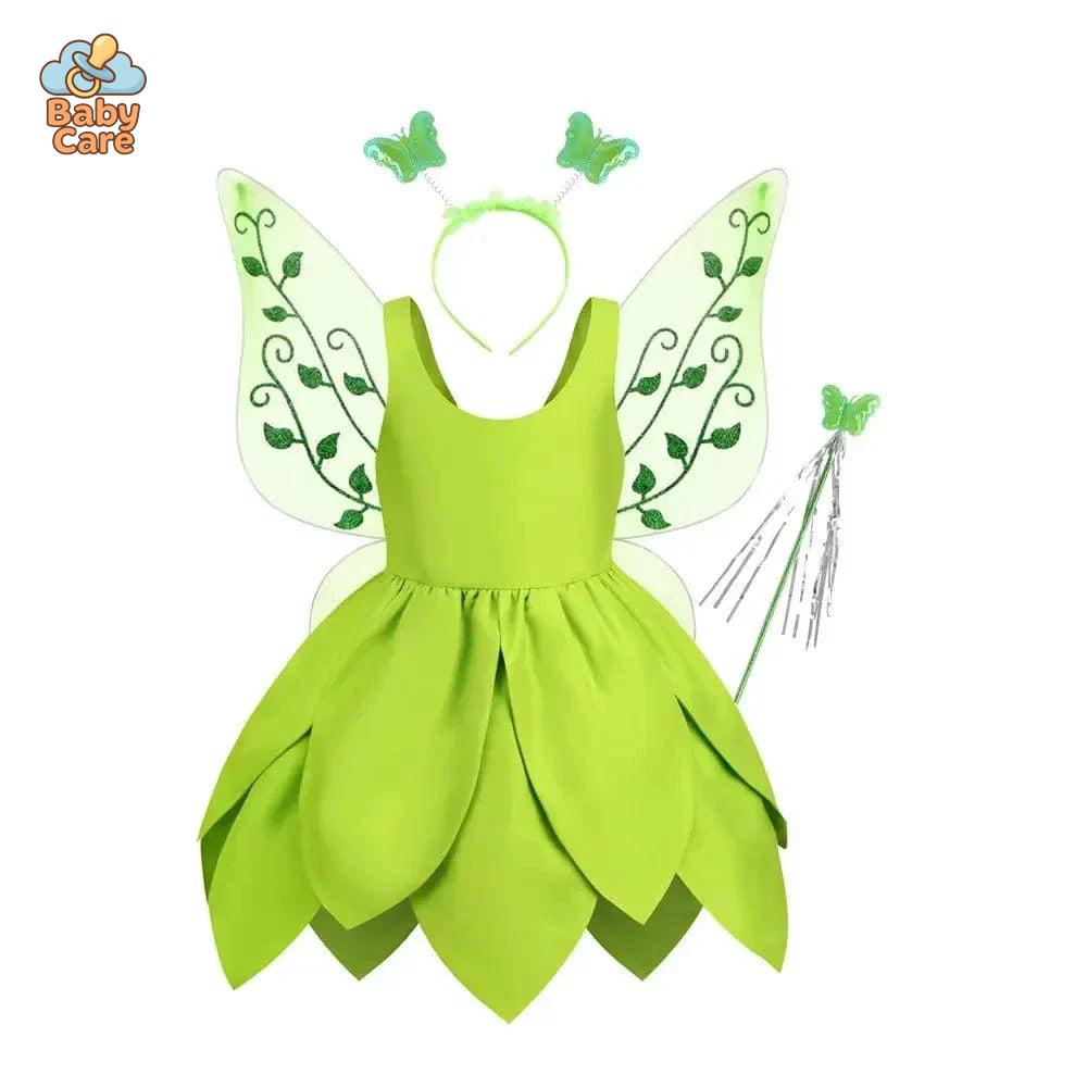 Déguisement fée Clochette Robe Verte Féérique Enfant