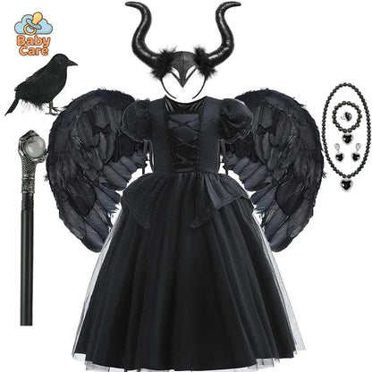 Déguisement de Sorcière Enfant Noir Dentelle Luxe