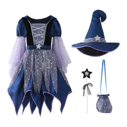 Costume de Sorcière Multicolore Enfant avec Chapeau