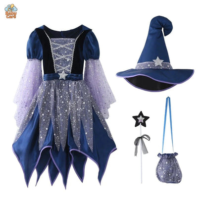 Costume de Sorcière Multicolore Enfant avec Chapeau