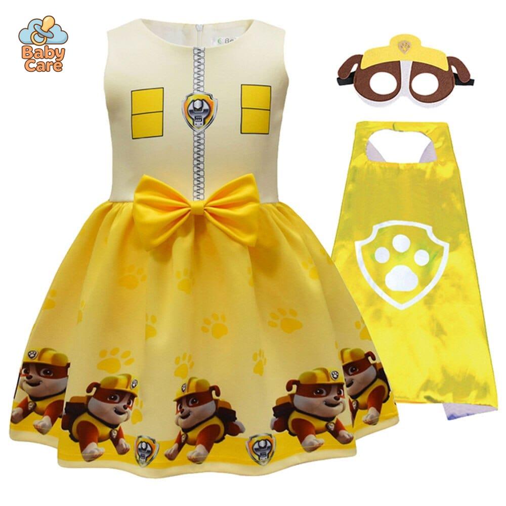 Déguisement robe pat patrouille fille avec cape et masque
