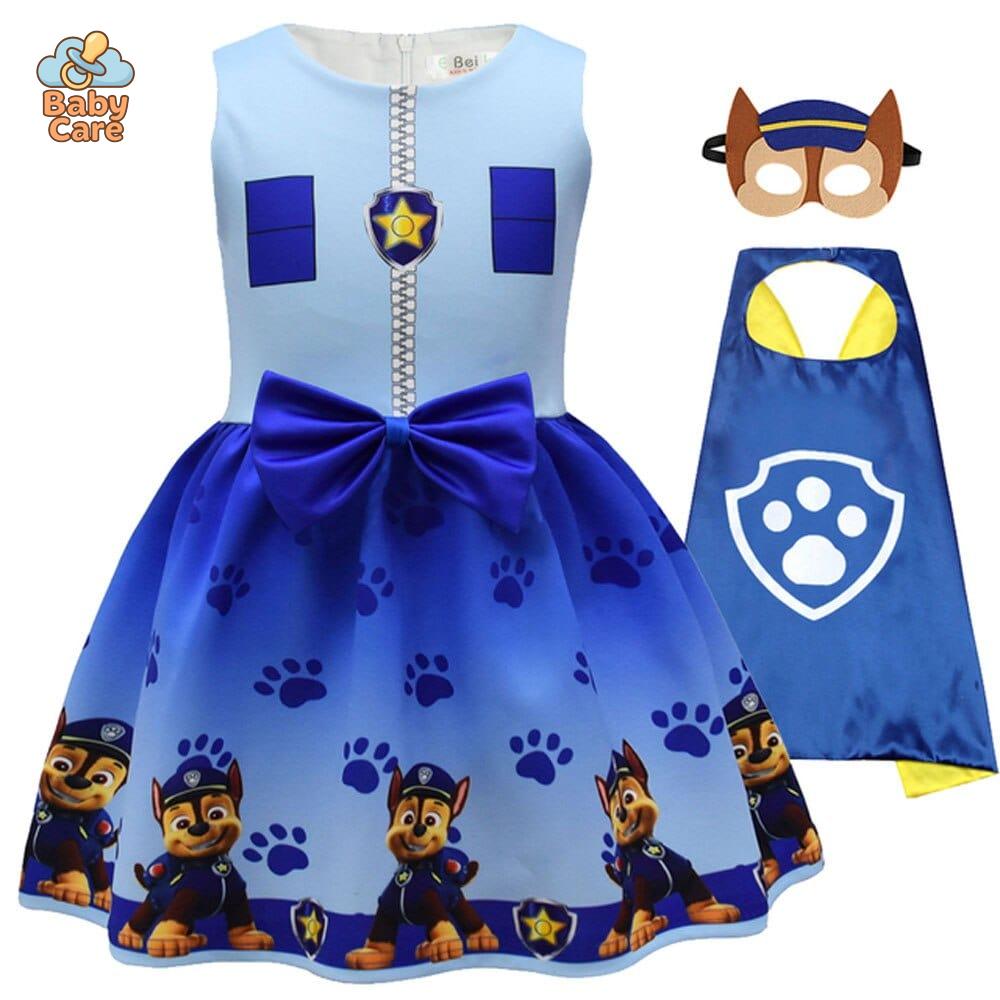Déguisement robe pat patrouille fille avec cape et masque