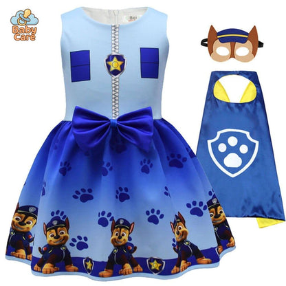 Déguisement robe pat patrouille fille avec cape et masque