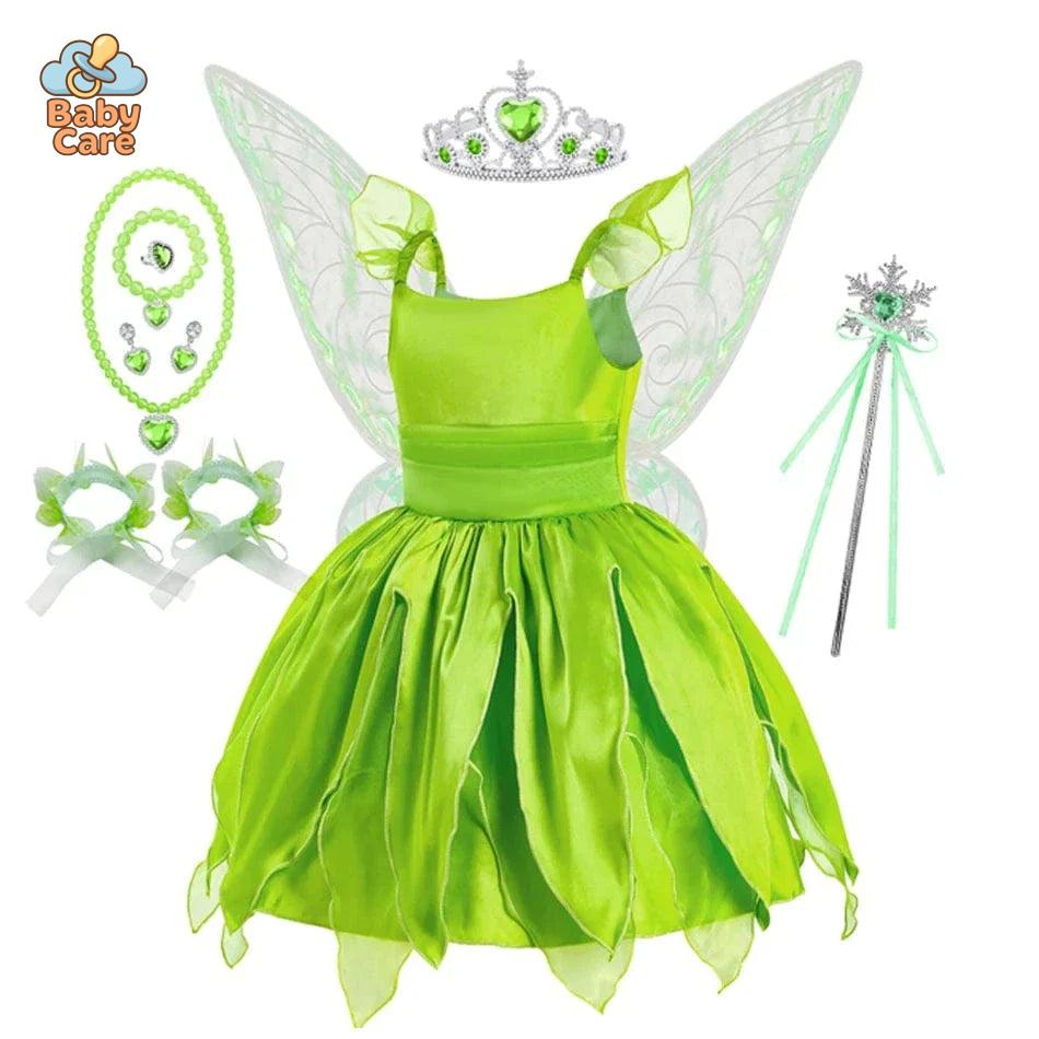 Déguisement fée Princesse Verte Ailée Enfant