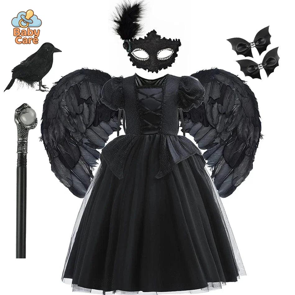Déguisement de Sorcière Enfant Noir Dentelle Luxe