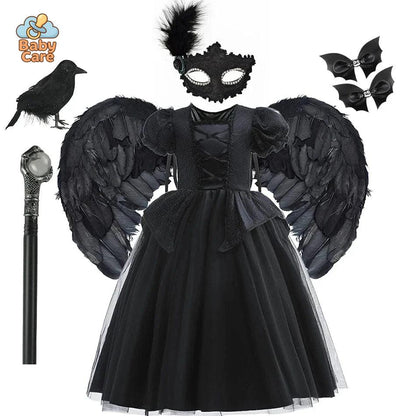 Déguisement de Sorcière Enfant Noir Dentelle Luxe