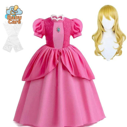 Déguisement Princesse Cosplay Peach Rose Enfant