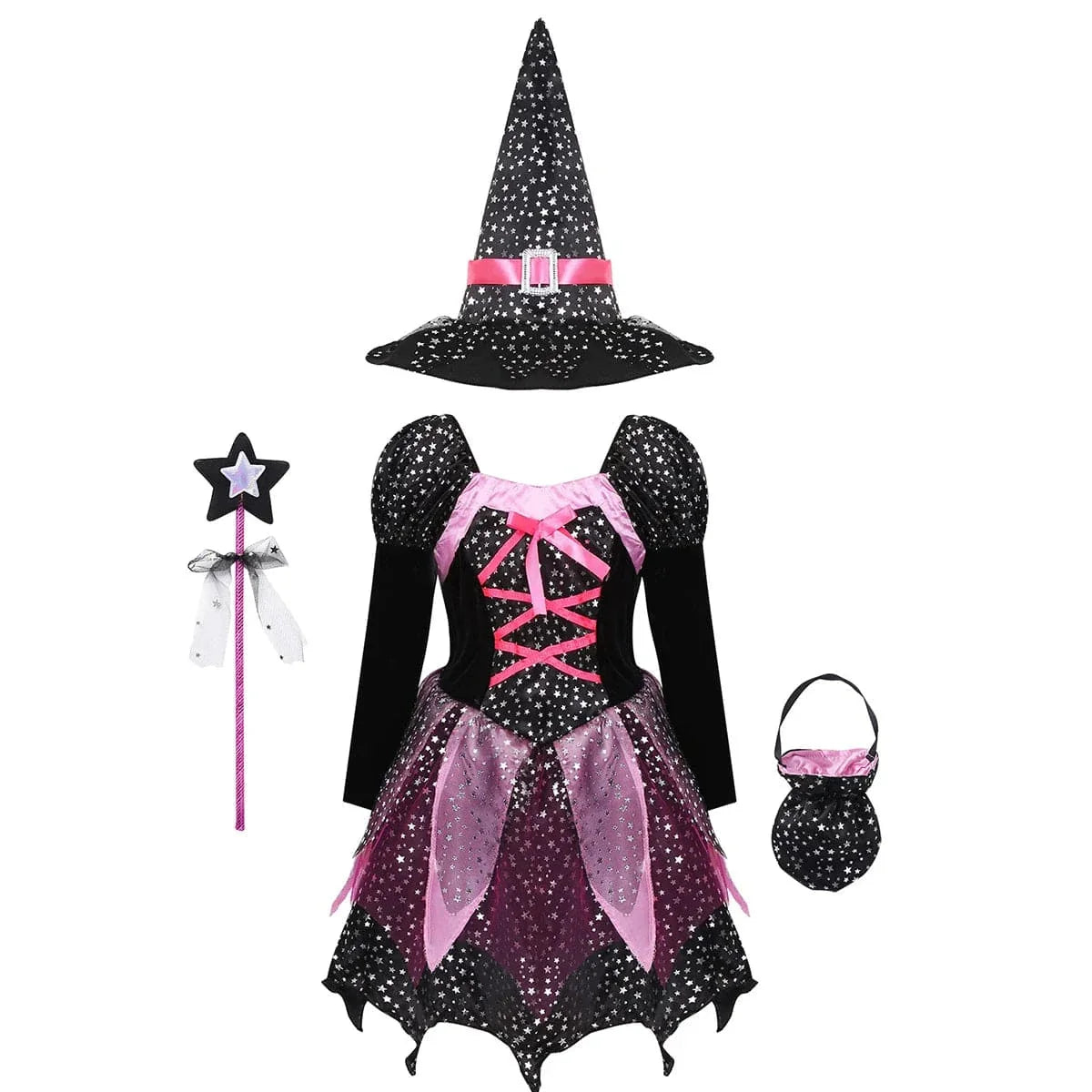 Costume de Sorcière Multicolore Enfant avec Chapeau