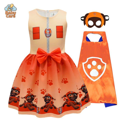 Déguisement robe pat patrouille fille avec cape et masque
