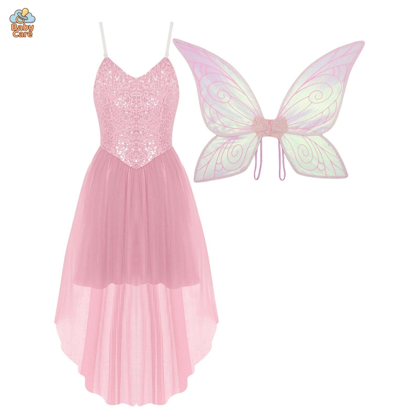 Déguisement fée Robe Elfique Verte avec Ailes Papillon