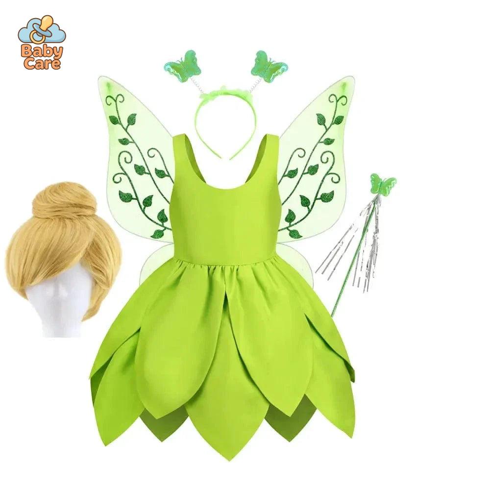 Déguisement fée Clochette Robe Verte Féérique Enfant