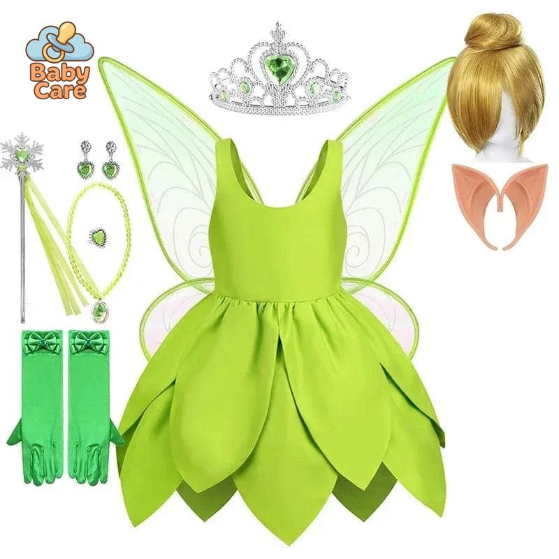 Déguisement fée Clochette Robe Verte Féérique Enfant