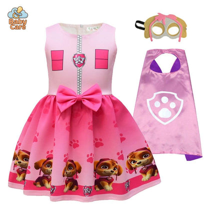 Déguisement robe pat patrouille fille avec cape et masque