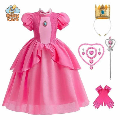 Déguisement Princesse Peach Rose Enfant Cosplay