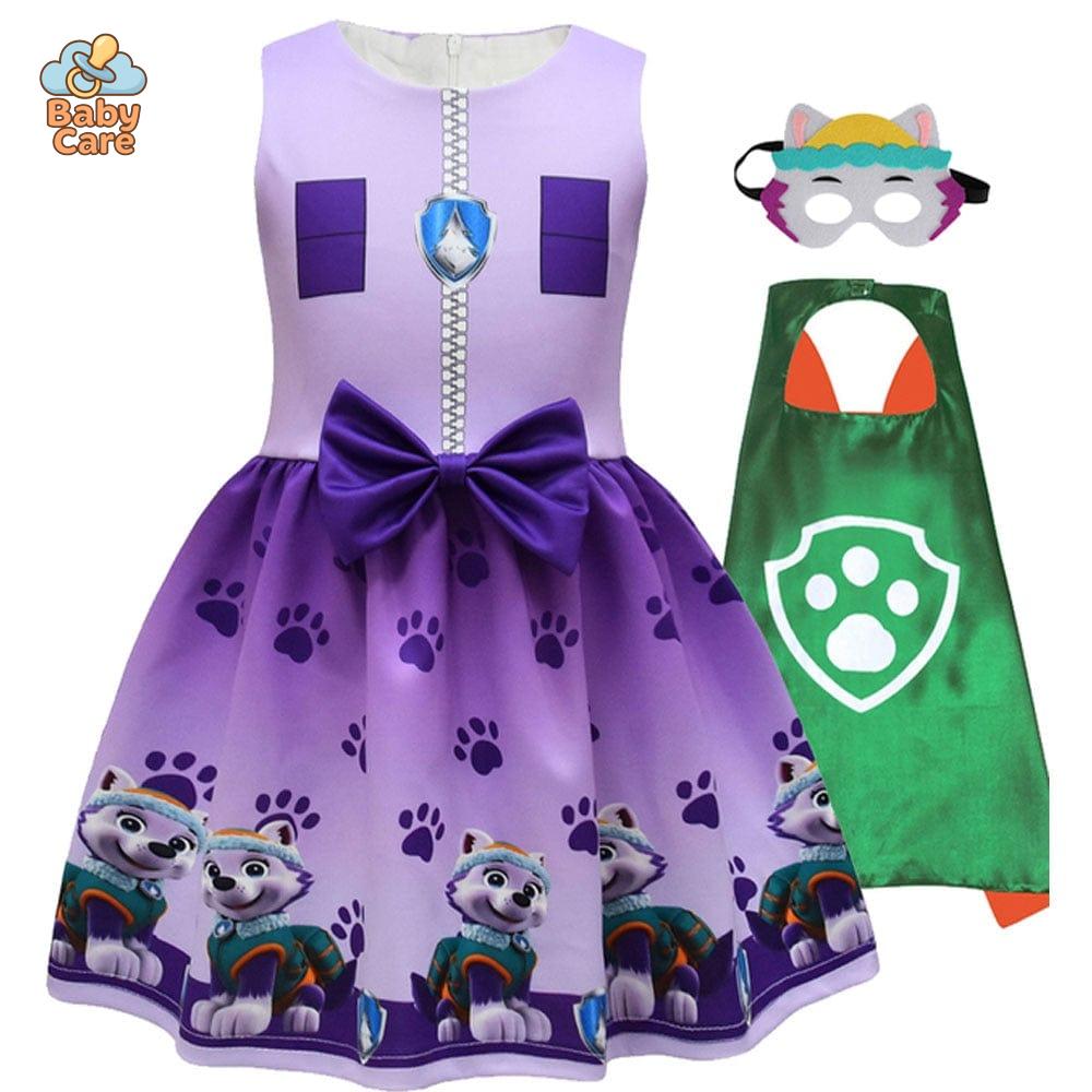 Déguisement robe pat patrouille fille avec cape et masque