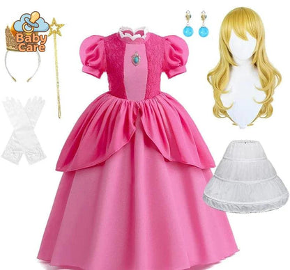 Déguisement Princesse Cosplay Peach Rose Enfant