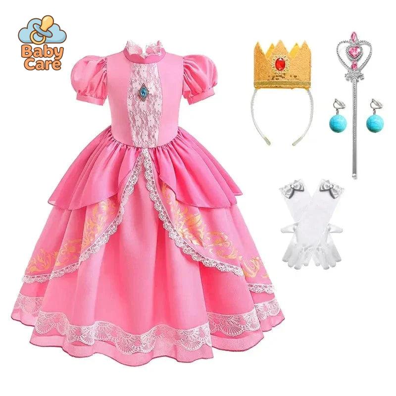 Déguisement Princesse Peach Rose Enfant Cosplay
