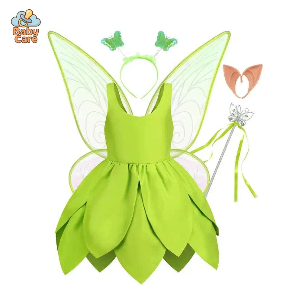 Déguisement fée Clochette Robe Verte Féérique Enfant
