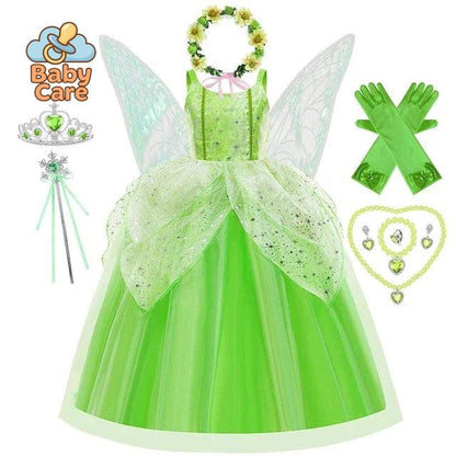 Déguisement fée Princesse Verte Ailée Enfant