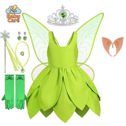 Déguisement fée Clochette Robe Verte Féérique Enfant